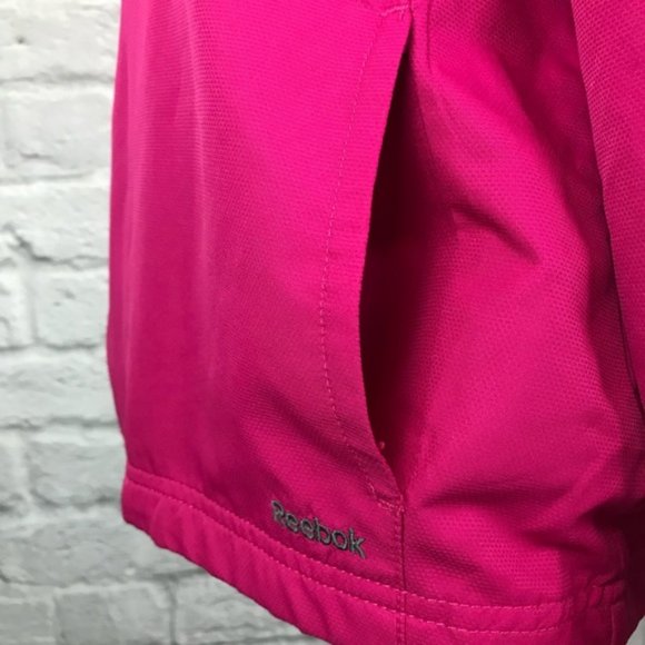 Reebok Windbreaker Rain Jacket Large Pink White - Picture 6 of 8